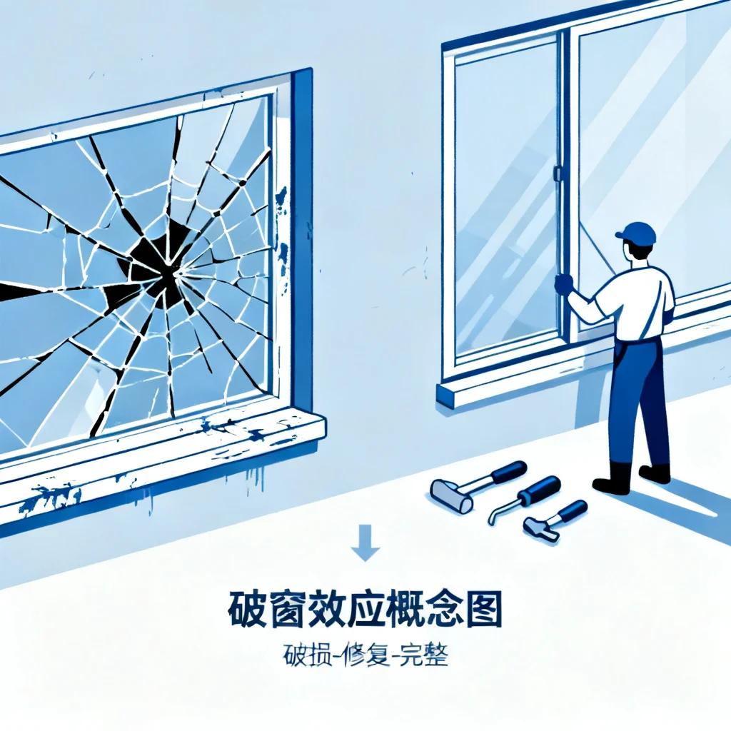 破窗效应概念图 /2025/11/20/broken-window-effect-business-case-study/images/broken_window_concept.webp