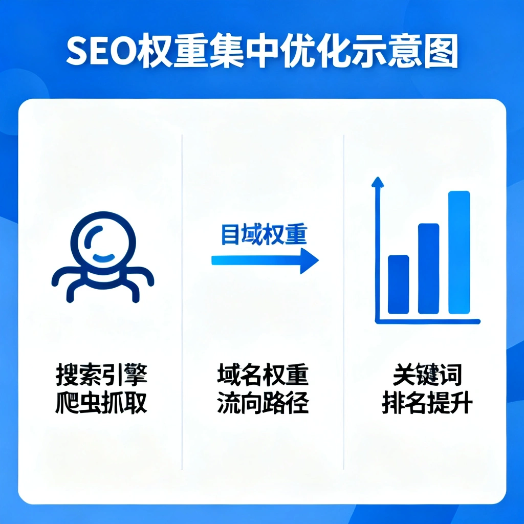 SEO权重集中优化示意图 /2025/11/25/domain-choice-www-or-not/images/seo-optimization.webp